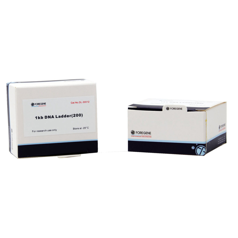DNA Marker 2000100 اختبارات 500 ميكرولتر التعبئة 100bp-2000bp للرحلان الكهربائي